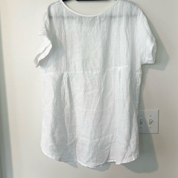 Terzo Millennio White Embroidered Linen Tunic Top L (new) - Picture 4 of 7